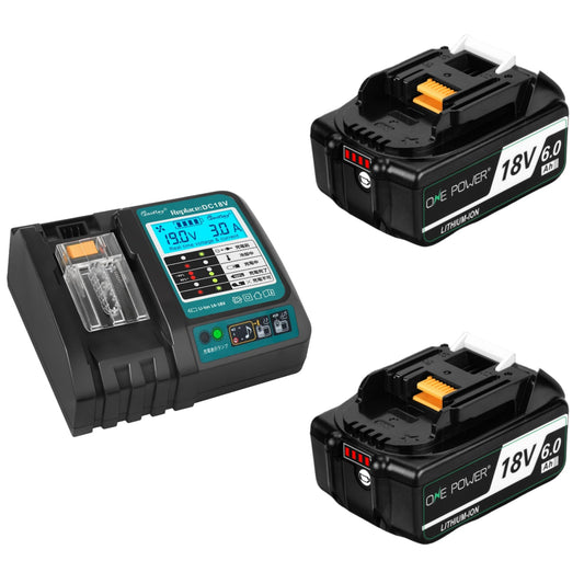 マキタ 18V バッテリー 充電器セット 6.0Ah BL1860B 互換 Waitley マキタバッテリー 18ボルト 充電器 防火材料シェルと長寿命電池セル採用 DC18RC DC18RF DC18RDなど互換 製造物責任保険付 PSE認証済品
